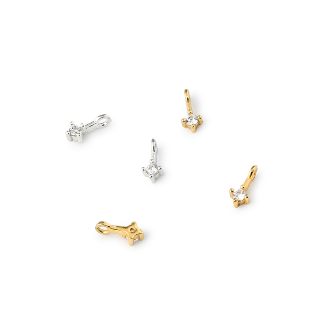 925 Sterling Silver Single Stone CZ Charm