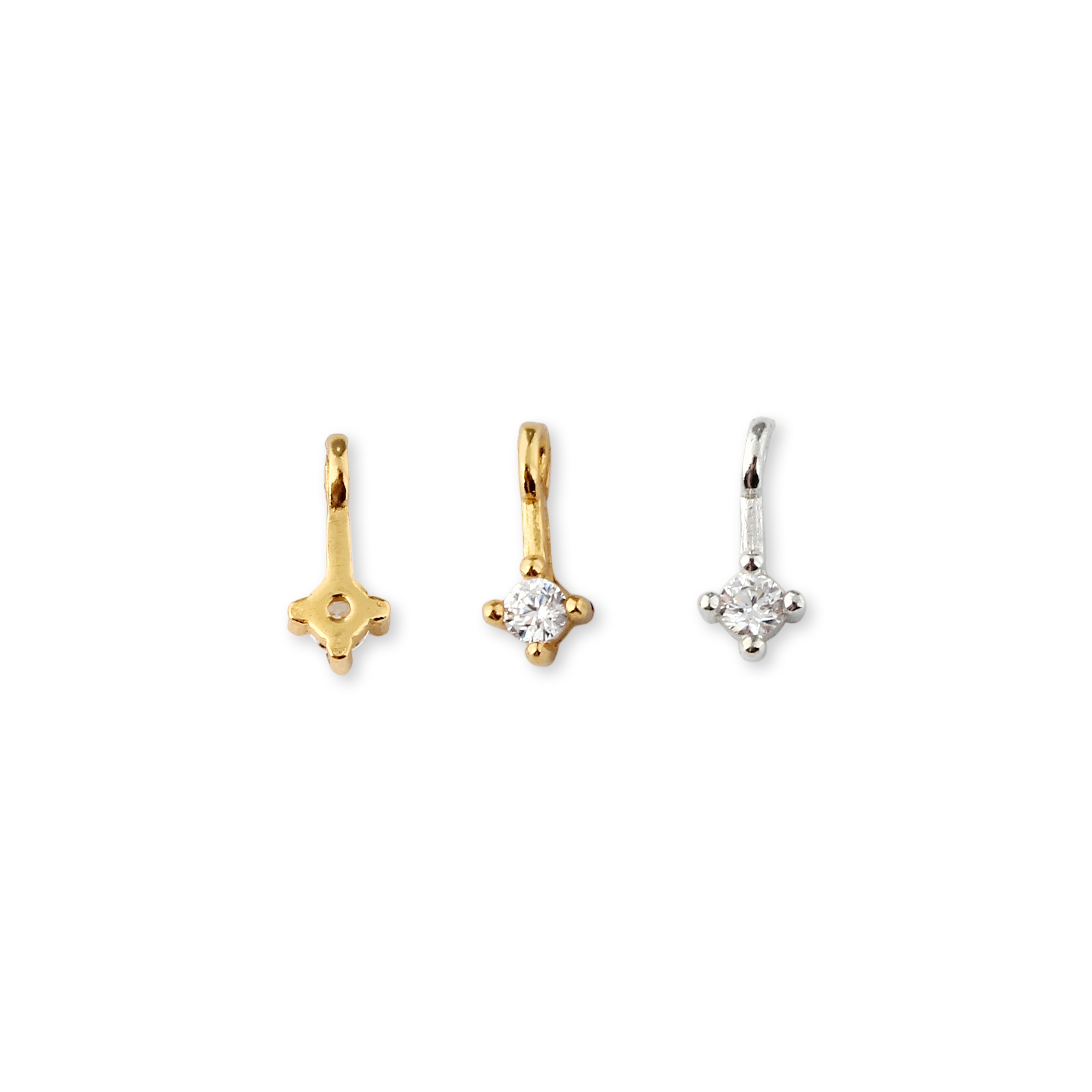 925 Sterling Silver Single Stone CZ Charm
