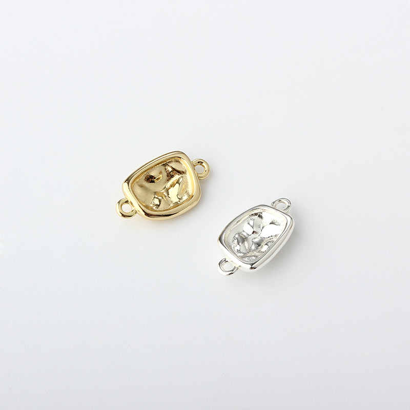 925 Sterling Silver Hammered Irregular Rectangle Connector