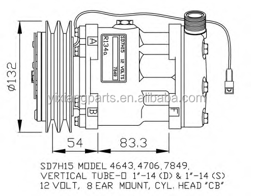 AC Compressor Sanden 7H15 SD709 5165548 5165549 72275276 47132887 A/C Compressor for Ford