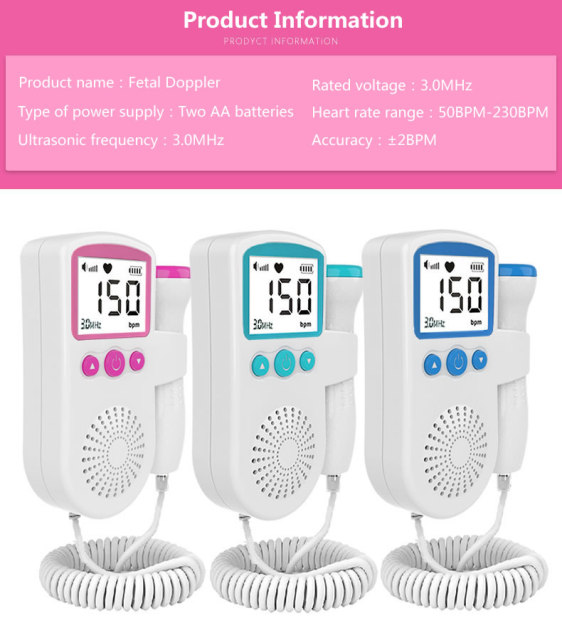 Portatil Fetal Doppler 2024 Medical Equipment Heart Rate Baby Doppler Fetal Pulse Monitor Portable Ultrasound Fetal Doppler