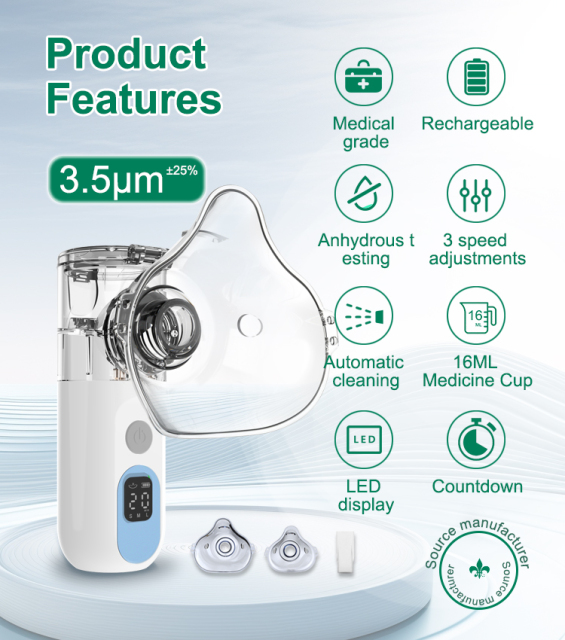 YUVNICE Medical Handheld Nebulizador Portatil Asthma Inhaler Mini Nebulizer Kit Ultrasonic Nebulizer Portable Diffuser for Home