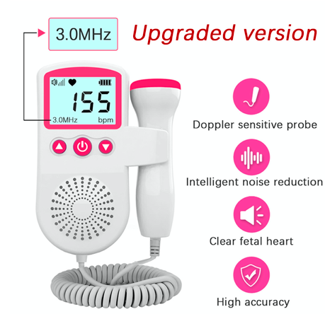 Portatil Fetal Doppler 2024 Medical Equipment Heart Rate Baby Doppler Fetal Pulse Monitor Portable Ultrasound Fetal Doppler
