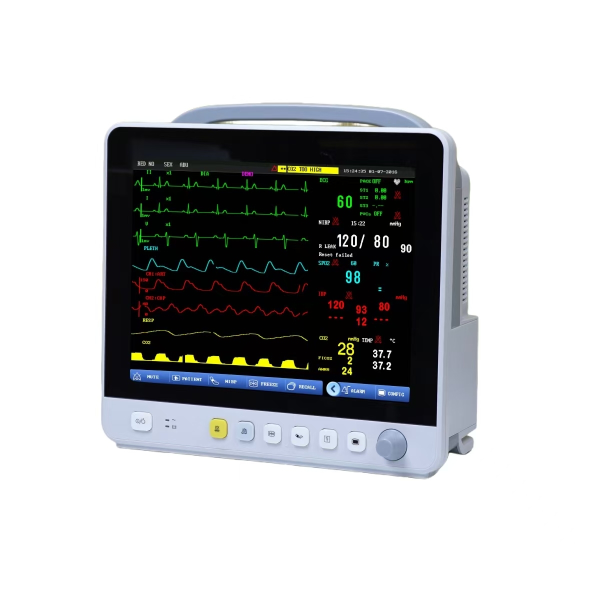 Comprehensive Monitoring for Critical Care – The E12 8-Parameter Patient Monitor with IBP, ETCO2, and ST Analysis