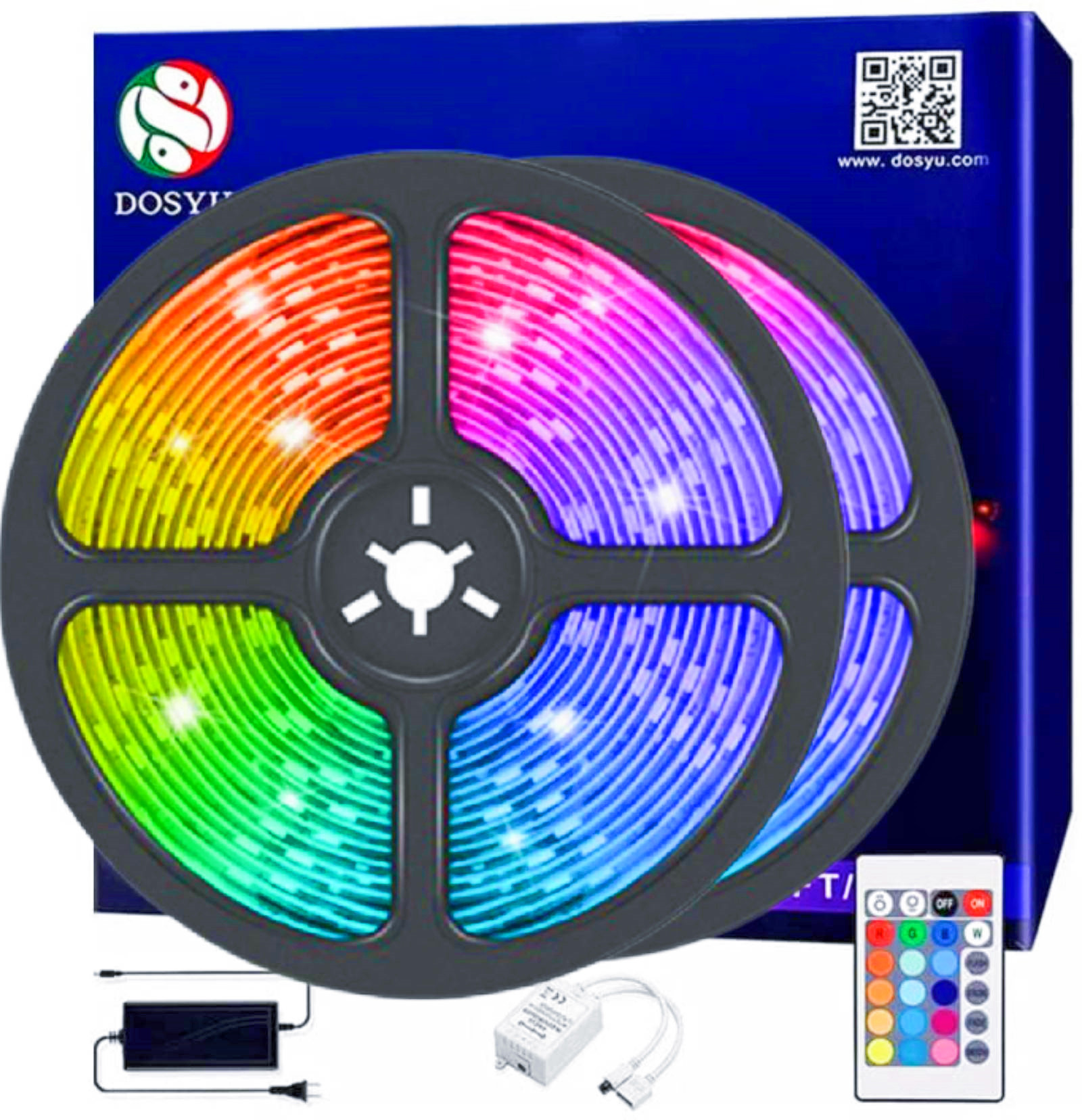 DOSYU 10M / 32.8FT Strip Light, 3528 RGB LED Strip Light con Control Remoto Para TV, Fiesta, Hogar, Bricolaje, Navidad y Decoración de Halloween,DOSYU,