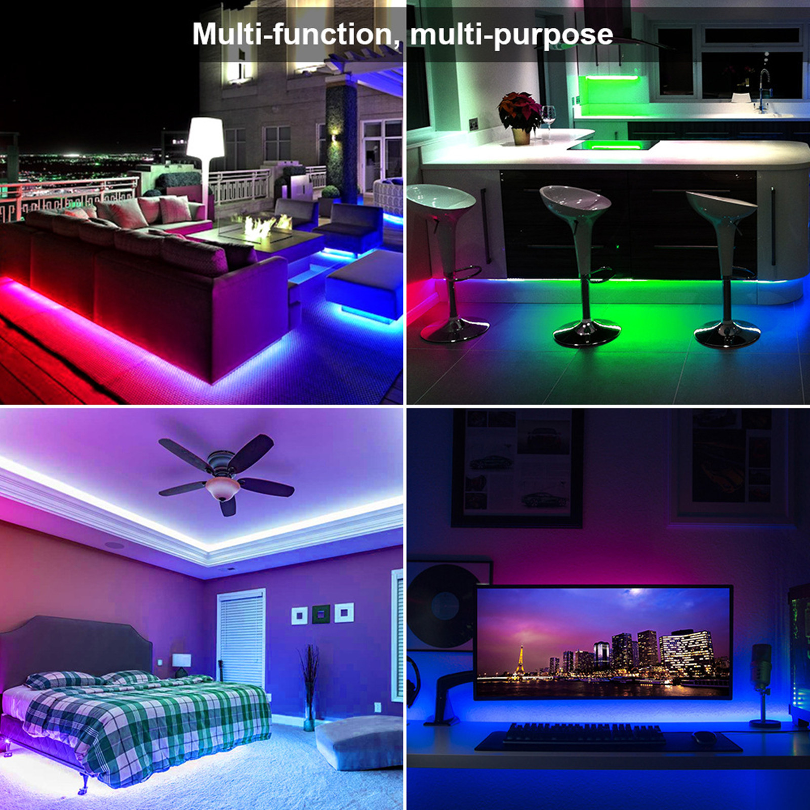 DOSYU 5M / 16.4F Strip Light, 3528 RGB LED Strip Light con Control Remoto Para TV, Fiesta, Hogar, Bricolaje, Navidad y Decoración de Halloween,DOSYU,