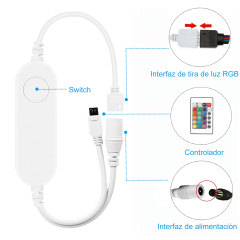 Adaptador de Control de Luz de tira LED DOSYU RGBW,Controlador LED WiFi, Luz LED Regulable a Distancia IR de 4 Pines LED 5050 3528 2835 Luz LED,DOSYU,