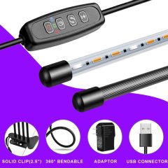 Luz de Cultivo Interior DOSYU, Función de Sincronización 3/9/12H, Luz LED Roja y Azul de Espectro Completo de Cuatro Cabezales 80, Cuello de Cisne Ajustable, Adecuado Para El Crecimiento de Plantas,DOSYU,