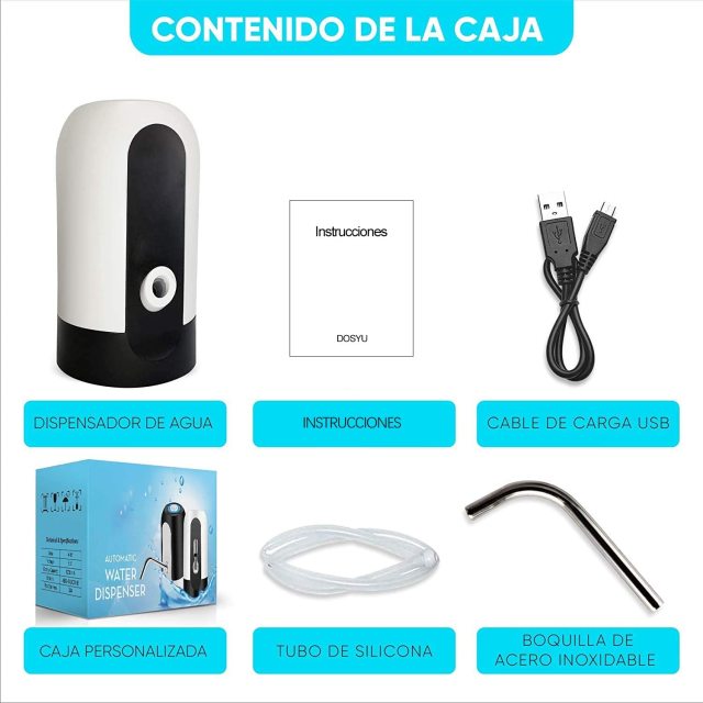 Hervidor Dispensador de Agua DOSYU, Dispensador Automático de Agua que Carga la Botella de Agua Potable, Sistema de Bombeo, Equipo Universal Para Acampar, Escuela, Oficina, Hogar, Bomba de Agua Inalámbrica Recargable USB Portátil,DOSYU,