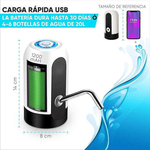 Hervidor Dispensador de Agua DOSYU, Dispensador Automático de Agua que Carga la Botella de Agua Potable, Sistema de Bombeo, Equipo Universal Para Acampar, Escuela, Oficina, Hogar, Bomba de Agua Inalámbrica Recargable USB Portátil,DOSYU,