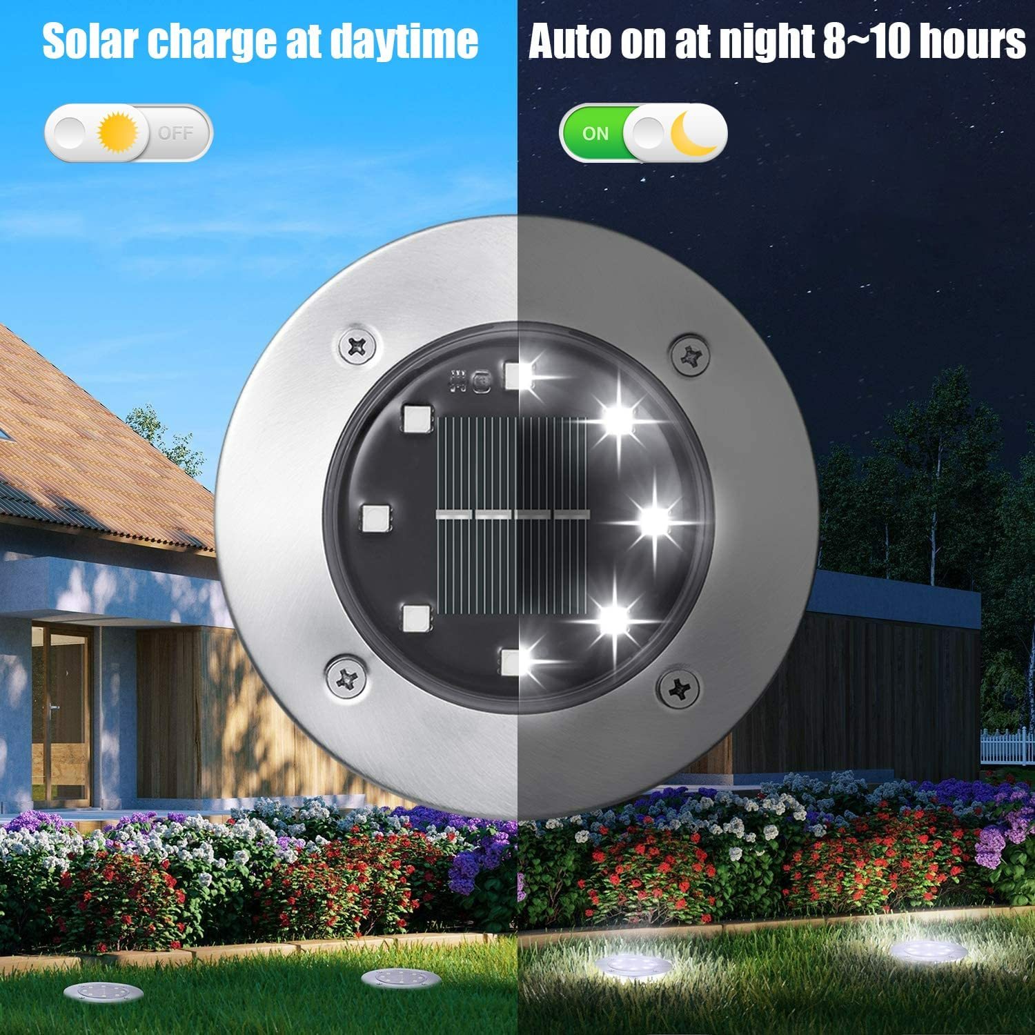 Luz de suelo solar DOSYU, paquete de 12 piezas de 8 luces solares LED iluminación de paisaje impermeable al aire libre,DOSYU,