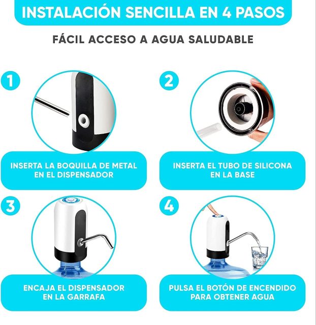 Hervidor Dispensador de Agua DOSYU, Dispensador Automático de Agua que Carga la Botella de Agua Potable, Sistema de Bombeo, Equipo Universal Para Acampar, Escuela, Oficina, Hogar, Bomba de Agua Inalámbrica Recargable USB Portátil,DOSYU,