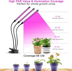DOSYU Indoor Plant Grow Light, Red and Blue Full Spectrum Three-head 60LED Light, Adjustable Gooseneck, Suitable for Plant Growth,Shenzhen Dosyu Technology Co.LTD,