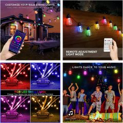 DOSYU S14 太阳能灯串，13米/30个灯泡，IP65防水，APP远程控制，LED圣诞装饰,DOSYU,