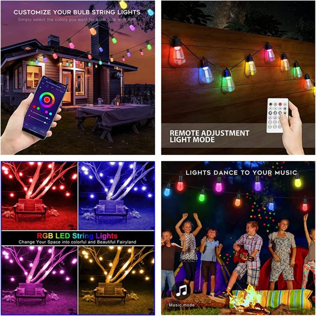 DOSYU S14 太阳能灯串，13米/30个灯泡，IP65防水，APP远程控制，LED圣诞装饰,DOSYU,