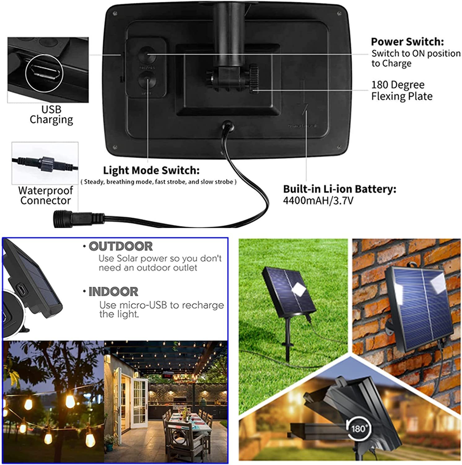 DOSYU Solar LED Christmas Light String, 10 Metros 100LED 8 Tipos de Modo IP65 Impermeable, Luz Solar de Jardín, Exterior / Interior, árboles, Navidad,DOSYU,