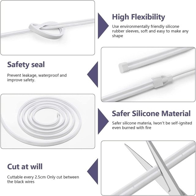 DOSYU Neon Strip, 5m / 16.4ft Impermeable Flexible Neón (Sin Adaptador),DOSYU,