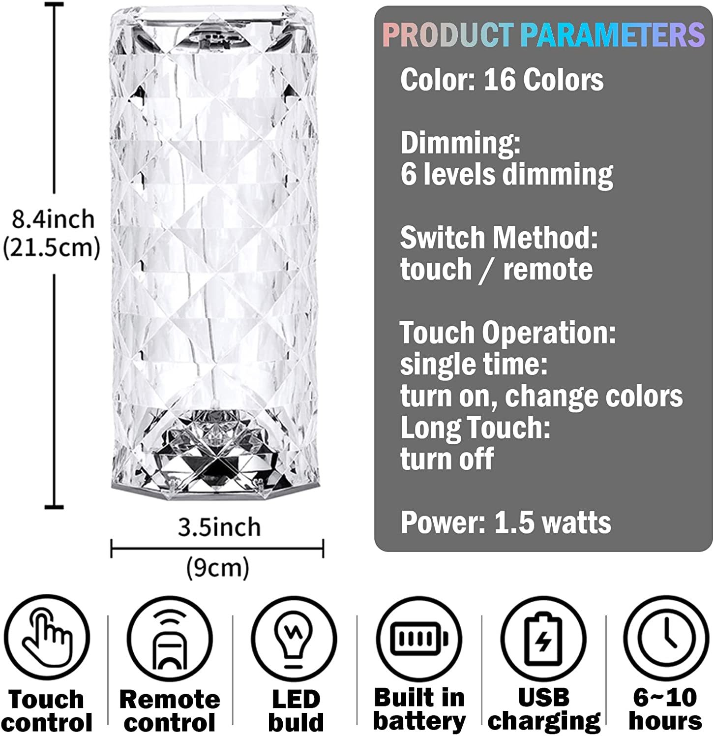 Lámpara cristal de 16 colore,DOSYU,