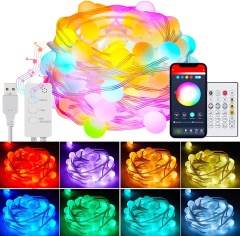 DOSYU 圣诞系列，圣诞装饰灯10m带USB控制/远程红外球灯RGBIC 66 LED灯，蓝牙控制,DOSYU,