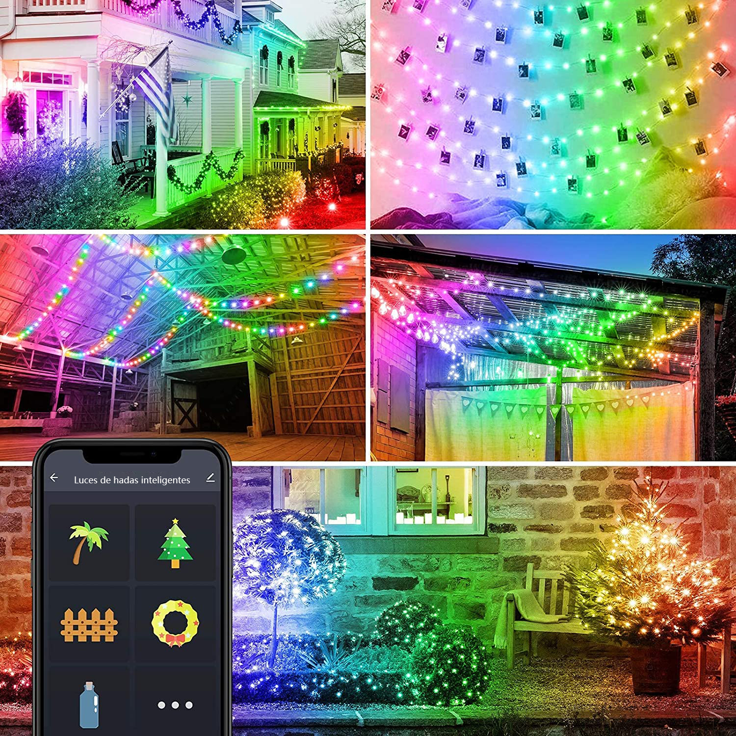 Serie de Navidad DOSYU, Luz Decorativa Navideña 10m con Control USB / Luz de Bola IR Remota Luz LED RGBIC 66, Control Bluetooth,DOSYU,
