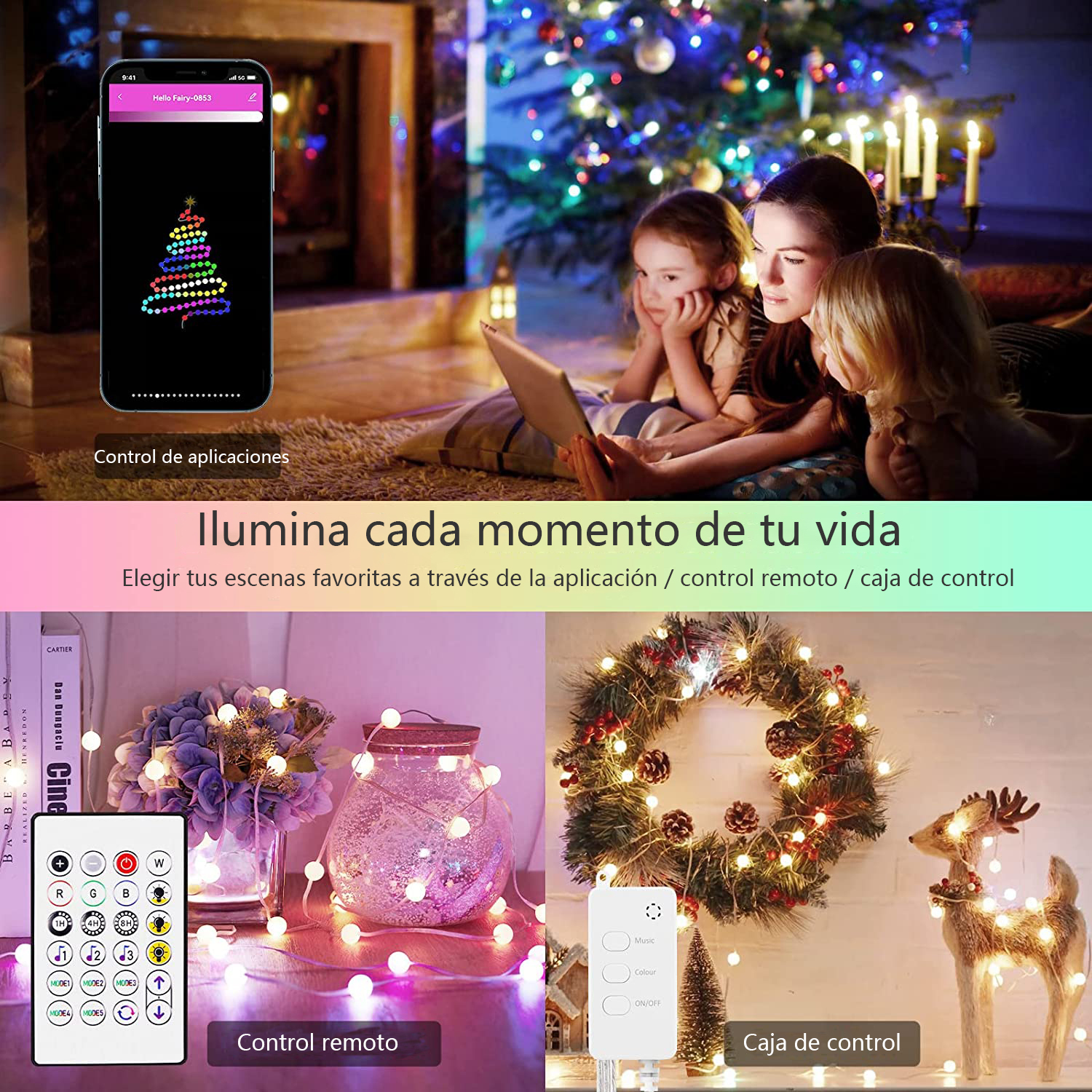 Serie de Navidad DOSYU, Luz Decorativa Navideña 10m con Control USB / Luz de Bola IR Remota Luz LED RGBIC 66, Control Bluetooth,DOSYU,