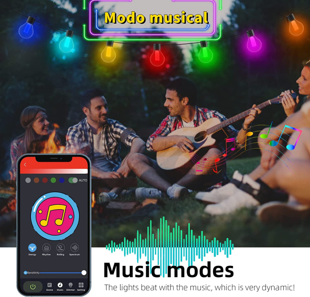 15M/49.2 FT 圣诞灯串，25 个灯泡，IP65 防水，用于圣诞装饰、门廊、花园、游泳池、派对、露营地,DOSYU,