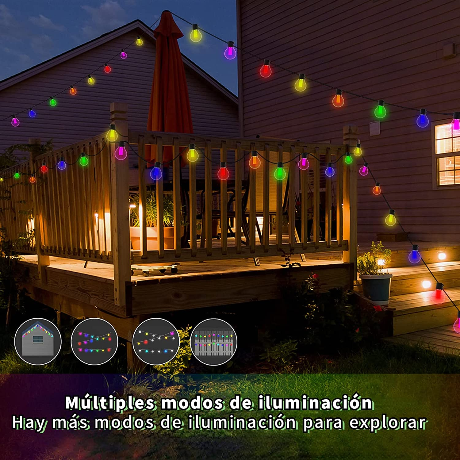 15M / 49.2 FT Cadena de luz de Navidad, 25pcs, IP65 impermeable, para decoración navideña, porche, jardín, piscina, fiesta, camping,DOSYU,