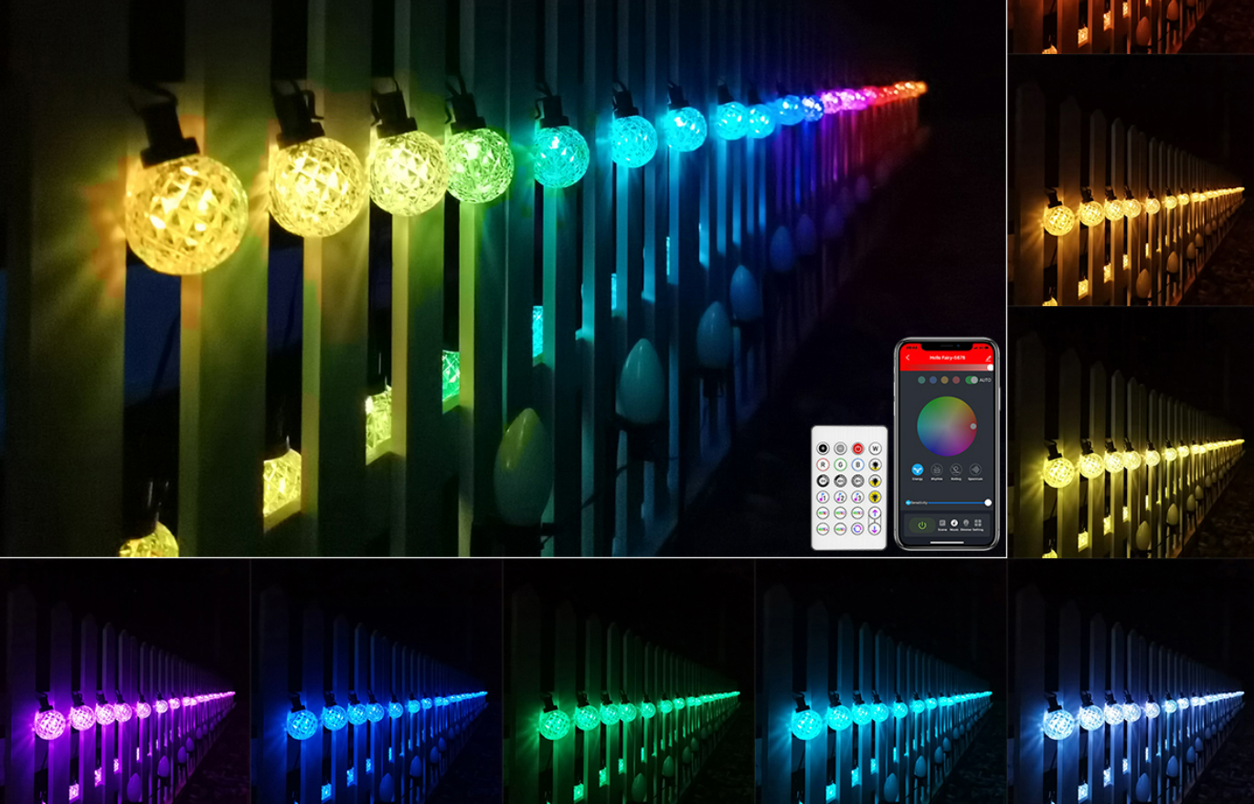 DOSYU 5M 25LED G40 Cadena de Luz de Cristal Esférico, IP65 Impermeable, Utilizado Para Decoración Navideña, Porche, Jardín, Piscina, Fiesta, Camping,DOSYU,