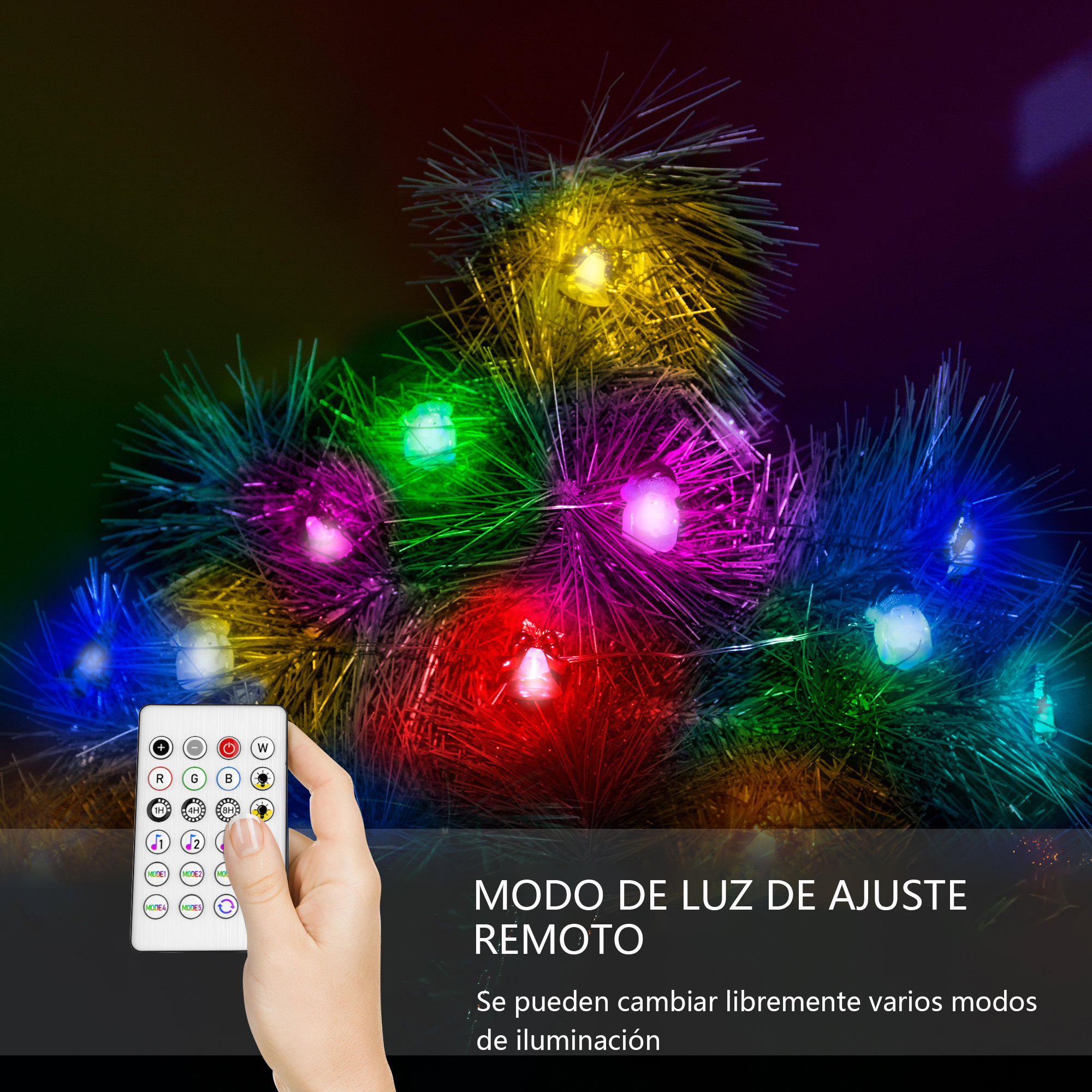 DOSYU 2M 20LED Decoración Colgante de Luz de Navidad, Control Remoto de 24 Teclas, Adecuado Para Festival, Fiesta de Cumpleaños, Navidad (campanas y Santa Claus),DOSYU,