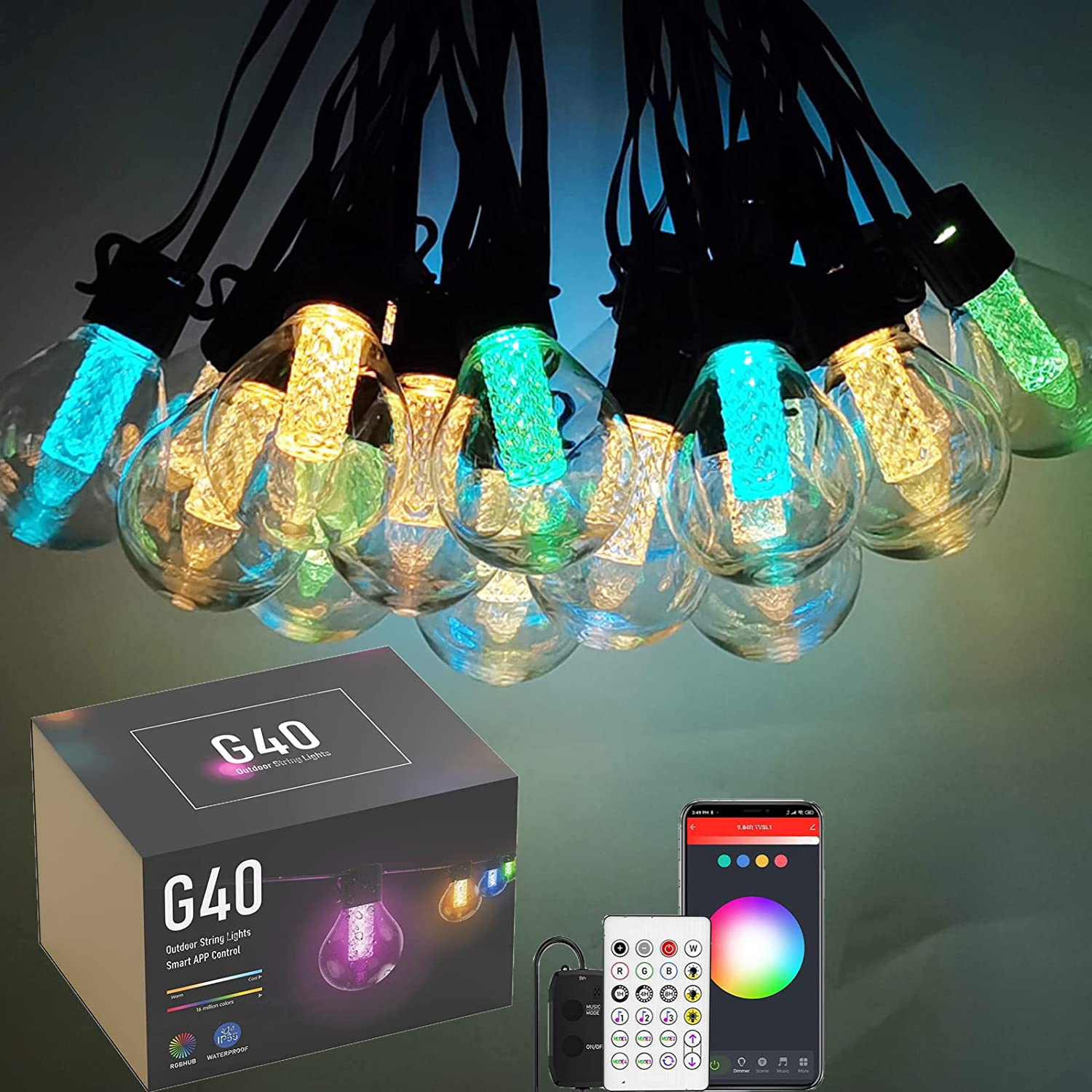 15M / 49.2 FT Cadena de luz de Navidad, 25pcs, IP65 impermeable, para decoración navideña, porche, jardín, piscina, fiesta, camping,DOSYU,