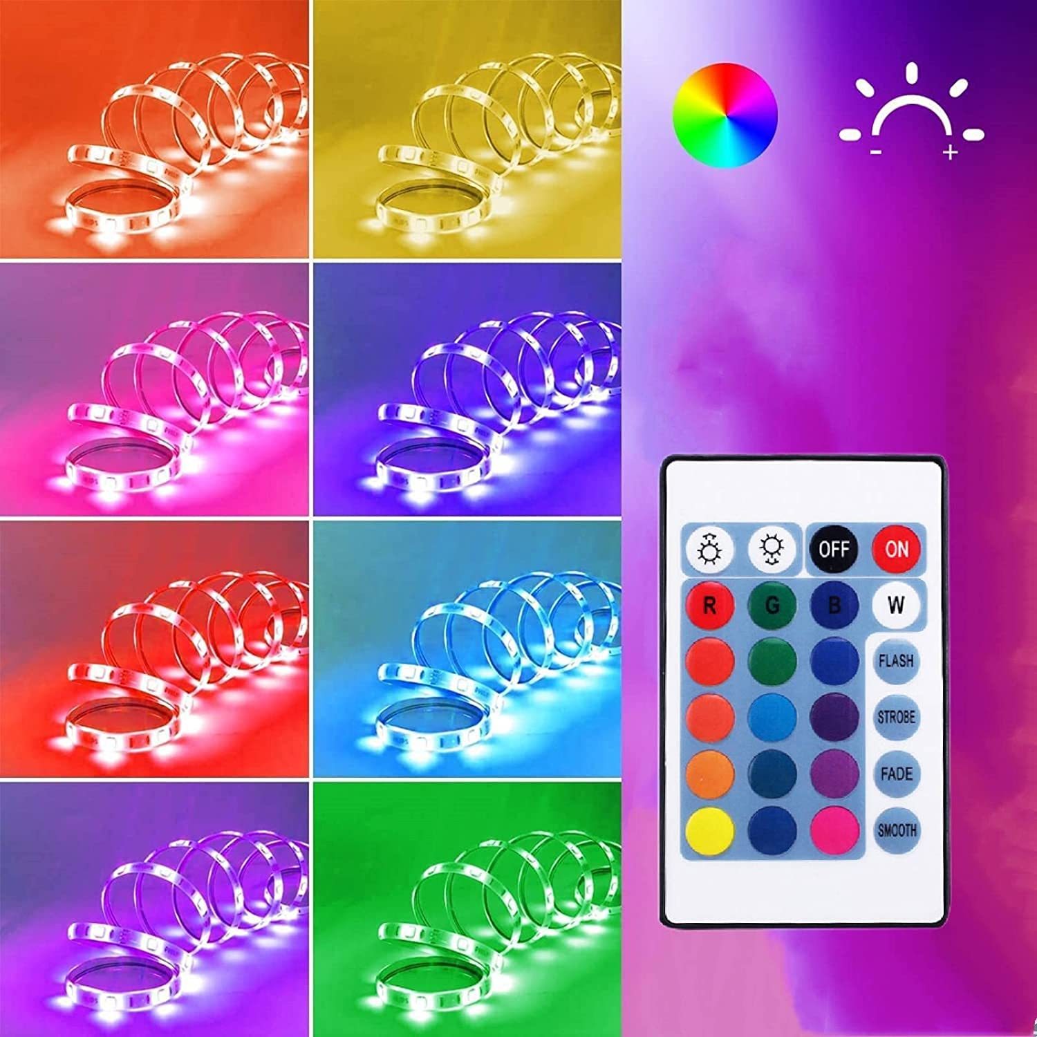 5m 150LED luz, barra de luz RGB con control remoto, luz LED para la sala de televisión del dormitorio, fiesta, decoración navideña, decoración de bricolaje,DOSYU,Luces de Navidad, Decoraciones Navideñas al Aire Libre, Luces Navideñas Led