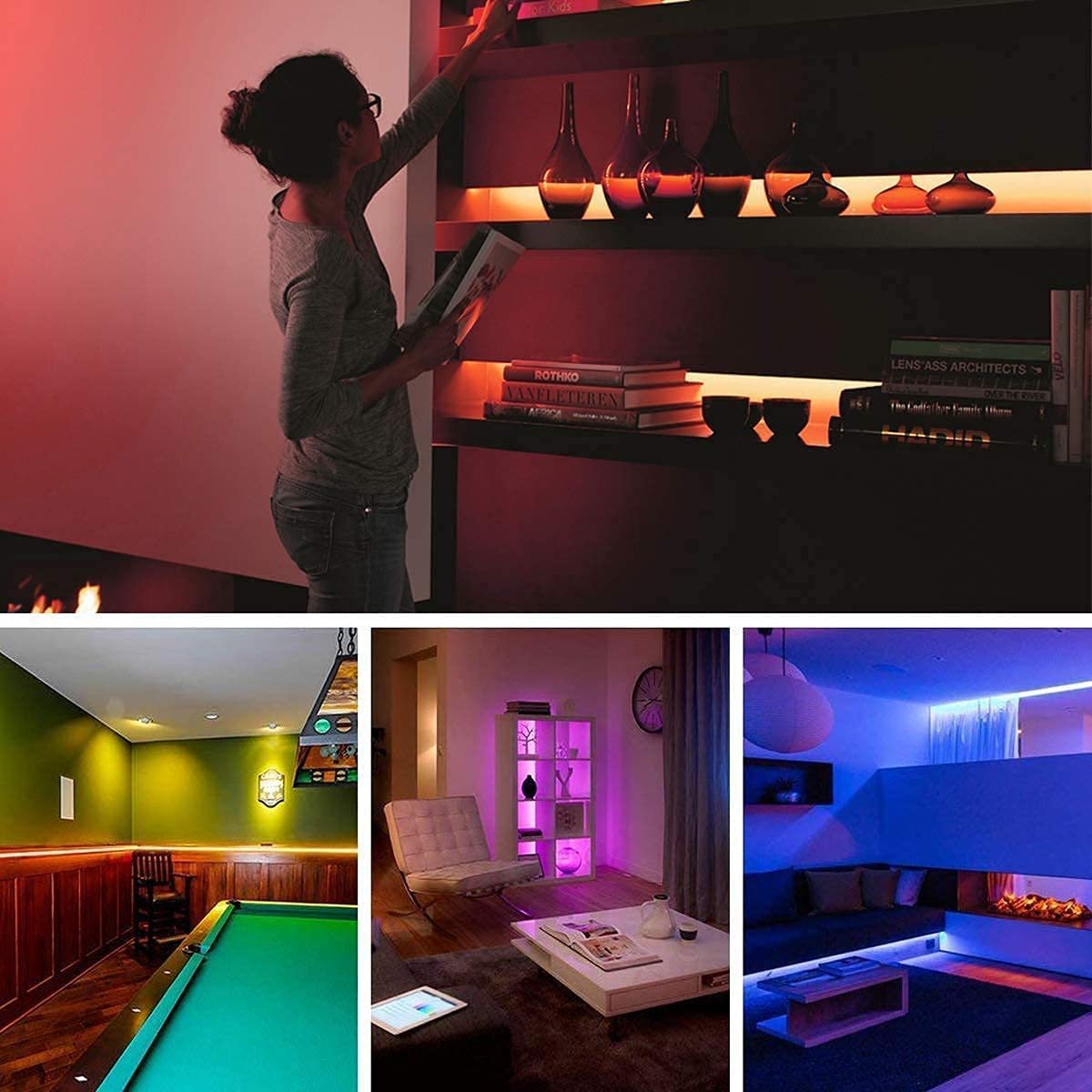 5m 150LED luz, barra de luz RGB con control remoto, luz LED para la sala de televisión del dormitorio, fiesta, decoración navideña, decoración de bricolaje,DOSYU,Luces de Navidad, Decoraciones Navideñas al Aire Libre, Luces Navideñas Led