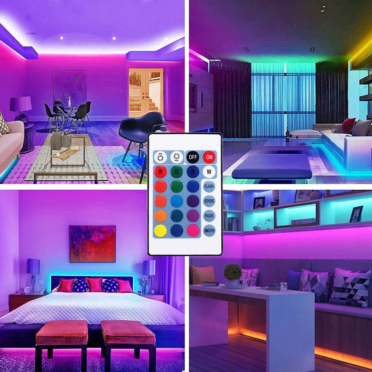 5m 150LED luz, barra de luz RGB con control remoto, luz LED para la sala de televisión del dormitorio, fiesta, decoración navideña, decoración de bricolaje,DOSYU,Luces de Navidad, Decoraciones Navideñas al Aire Libre, Luces Navideñas Led