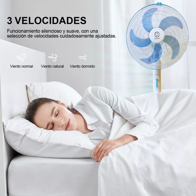 Ventilador de base dosyu de 3 velocidades y 17 pulgadas de altura ajustable en silencio,DOSYU,Ventilador de base dosyu de 3 velocidades y 17 pulgadas de altura ajustable en silencio