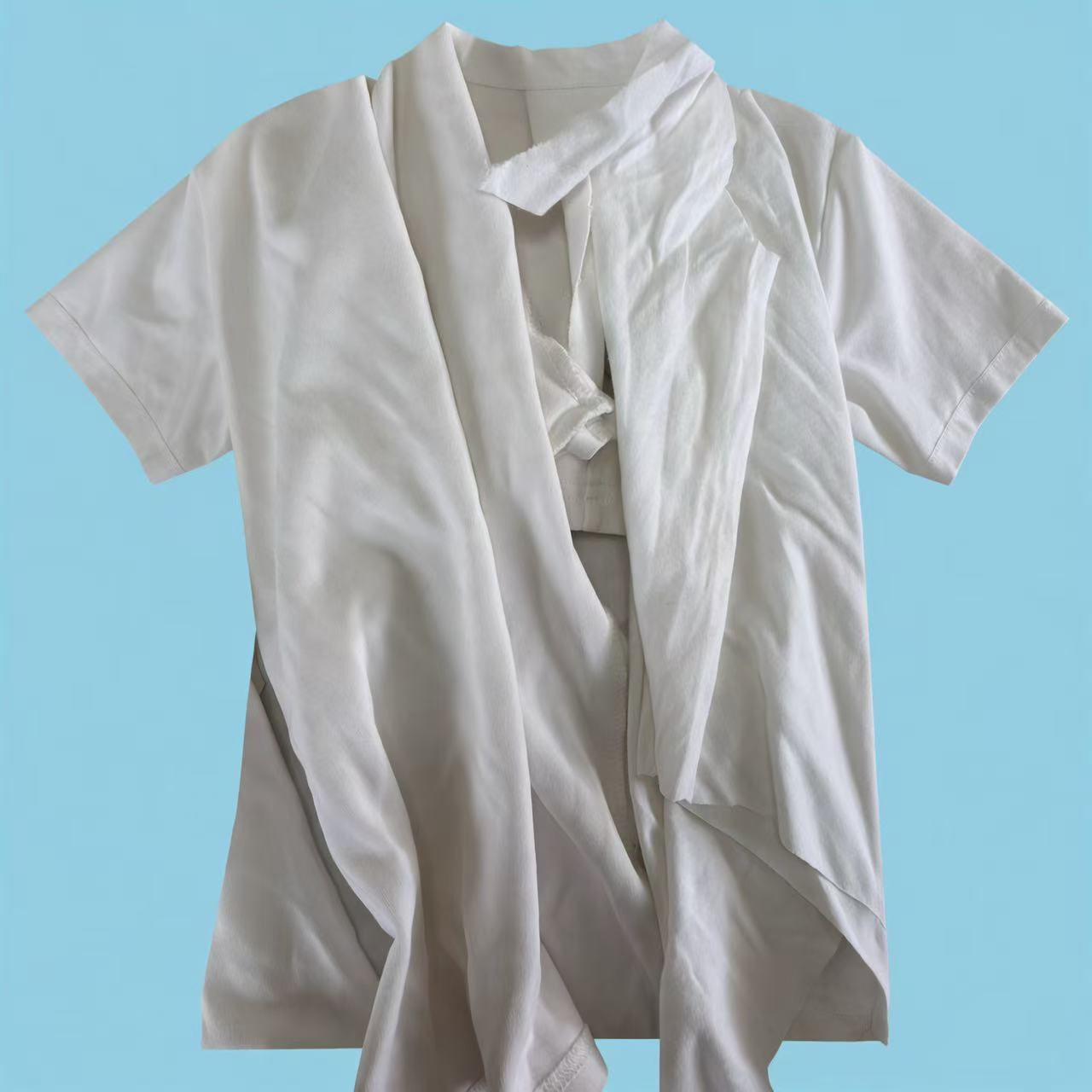 EcoWipePro Grade A white T-shirt knit rags – premium recycled cotton wipers with metal-free guarantee, high absorbency for marine and industrial cleaning.