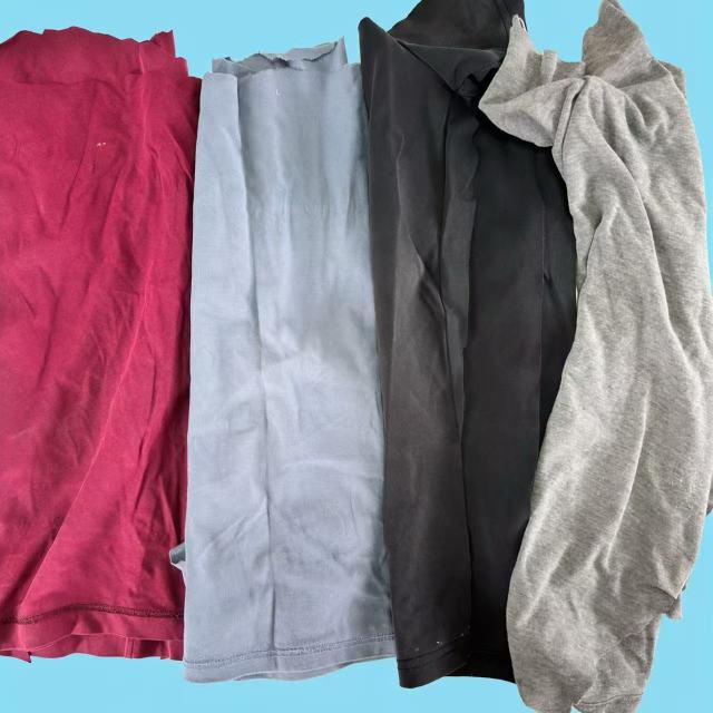EcoWipePro mixed colored T-shirt knit rags – heavy-duty recycled cotton wipers for oil, grease, and heavy industrial use, maximum economy.