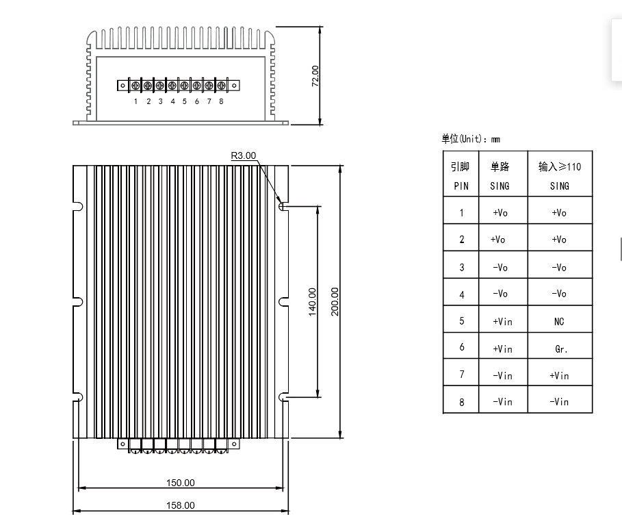 PDB600-600S110-G3 | 600W High to High Voltage DC DC Supply | 110V 5.4A Output | for Special Test Equipment