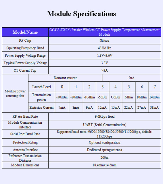 GC433-TX023 Passive Power Temperature Measurement Module 433MHz Solution,GC433-TX023 Passive Power Temperature Measurement Module 433MHz Solution,OTOMO