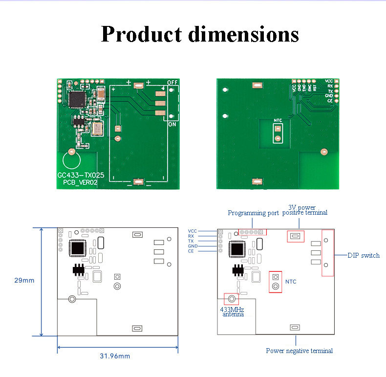 GC433-TX025 Active 433MHz Temperature Measurement Module,GC433-TX025 Active 433MHz Temperature Measurement Module,OTOMO