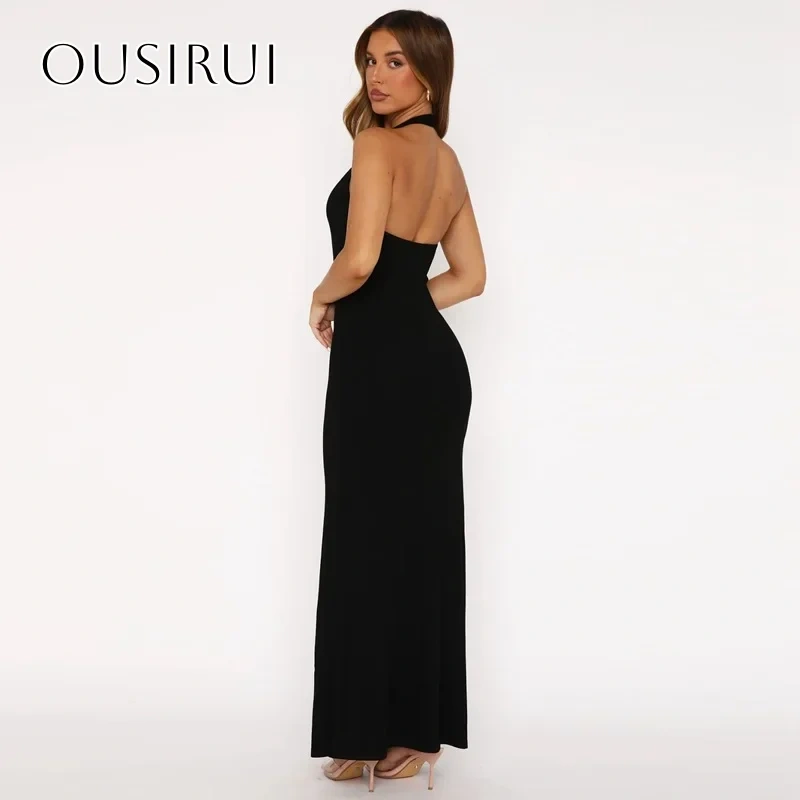 Black Sheath Halter Prom Dresses Backless Ankle Length Satin Sleeveless Customized платье на выпускной
