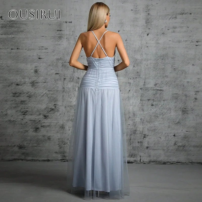 Spaghetti Straps Lace A-line Prom Dresses Criss-cross Pleated Floor Length Customized платье на выпускной