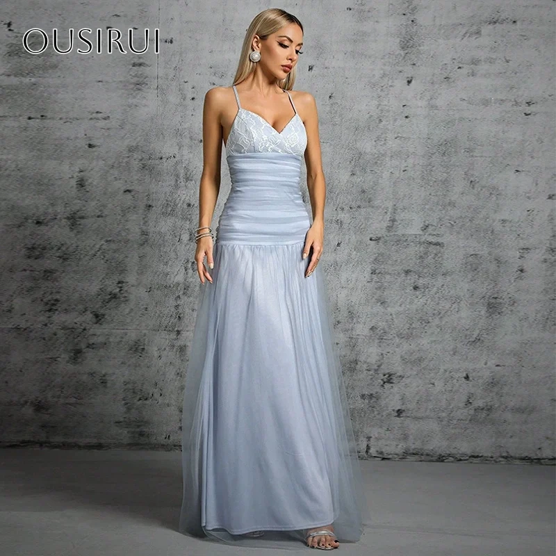 Spaghetti Straps Lace A-line Prom Dresses Criss-cross Pleated Floor Length Customized платье на выпускной