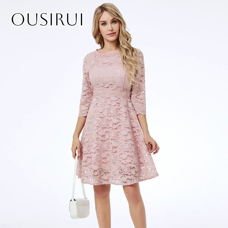 Short Lace O-neck A-line Cocktail Dresses Long Sleeves Knee Length Formal Party Gown Customized vestido corto elegante