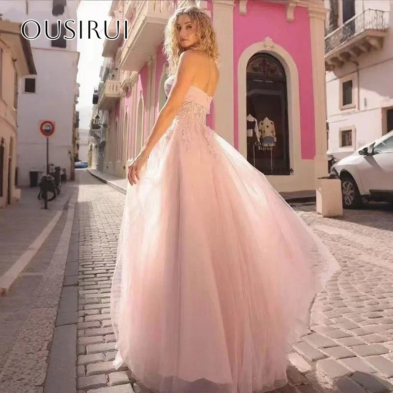 Sweetheart Appliques A-line Evening Dresses Pleated Sleeveless Floor Length Customized Party Gowns  فساتين السهرة