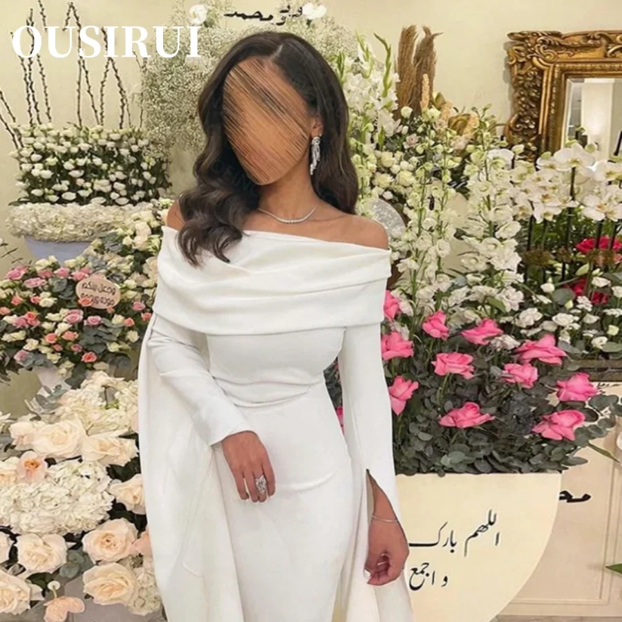OUSIRUI Sleeves Saudi Arabic Formal Occasion Dresses Dubai Wedding Party Off Shoulder Party Dress Gala Long Full Gown