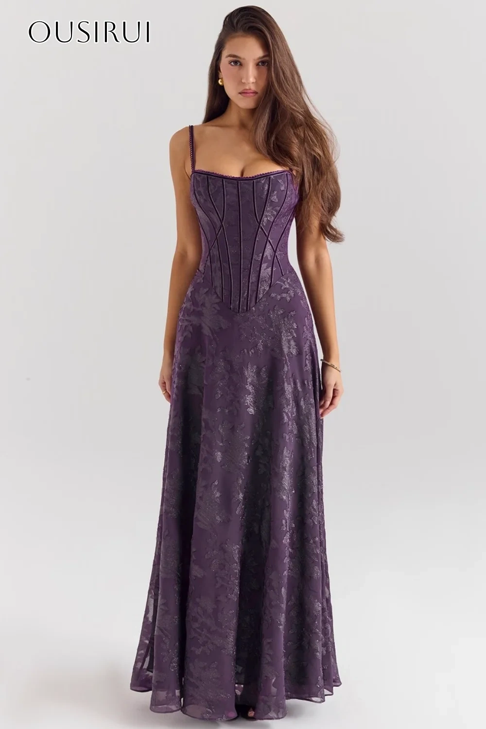 Spaghetti Straps A-line Lace Evening Gowns Floor Length Pleated Customized вечерние платья