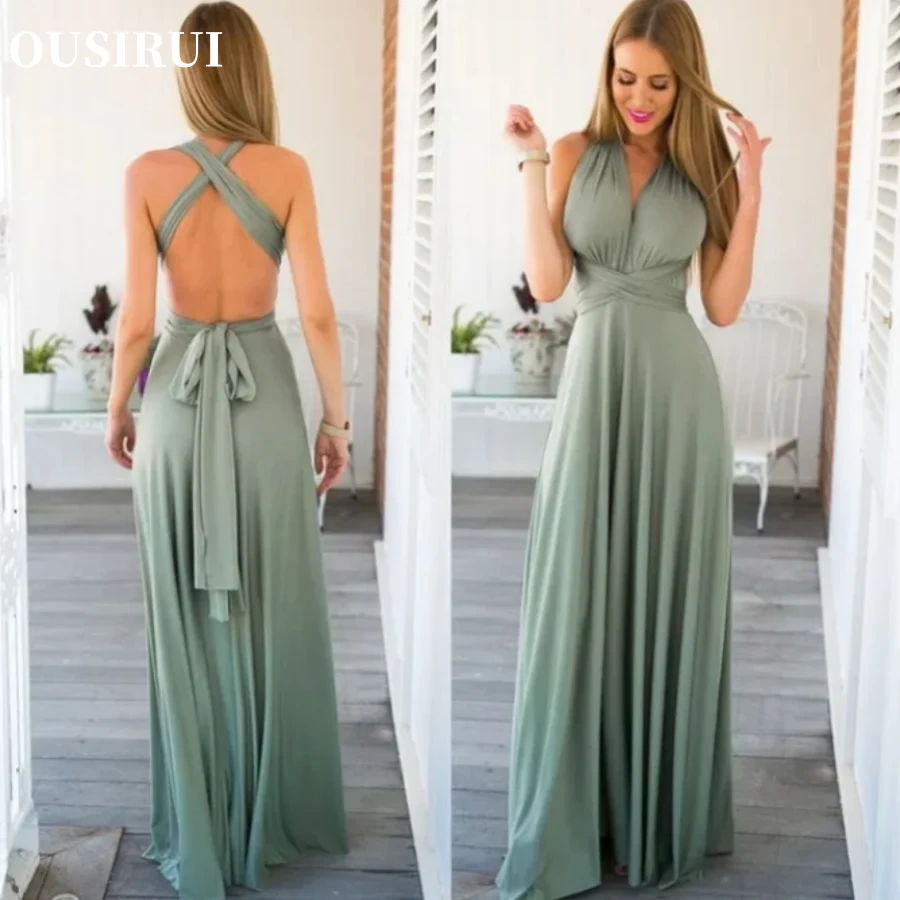 V Halter Dress Convertible Multi Way Wrap Maxi Grecian Dresses Wedding Party Dress Formal Dress Women Elegant Evening Long Deep