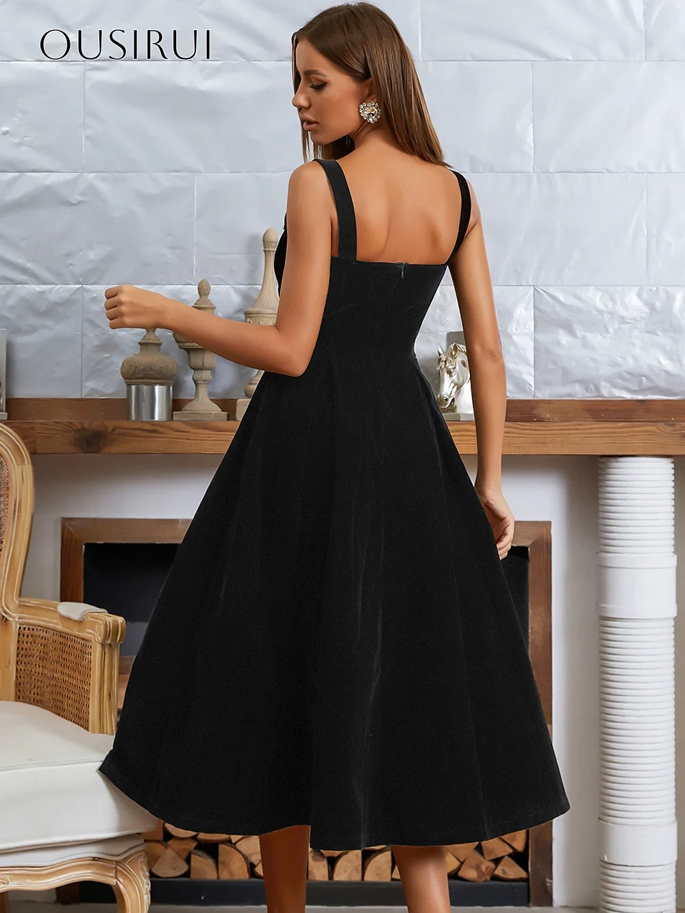 Spaghetti Strap Velvet Lace Homecoming Dress Tea Length A-line Sleeveless Customized سيرين هيل فساتين سه