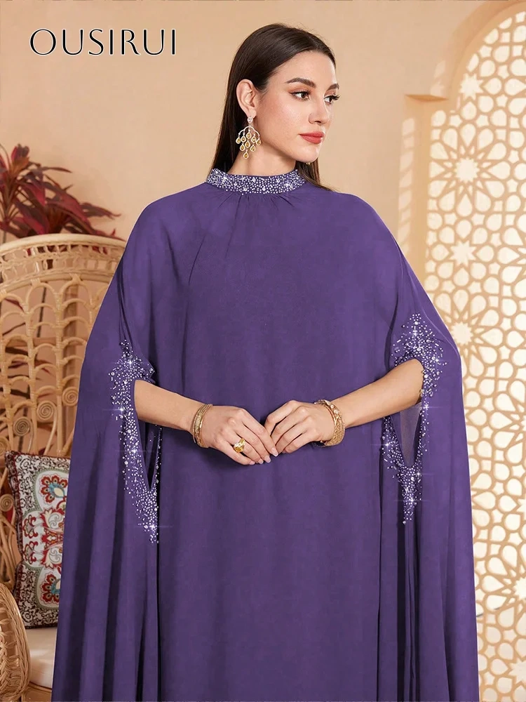 High-neck Beaded A-line Evening Gowns Chiffon Ankle Length Customized вечерние платья Robes De Soirée