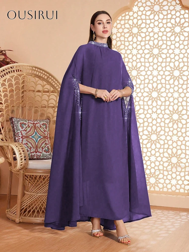 High-neck Beaded A-line Evening Gowns Chiffon Ankle Length Customized вечерние платья Robes De Soirée